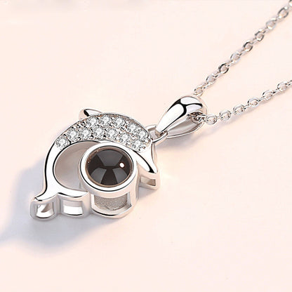 Mode 100 langues je t'aime Projection Couple pendentif rond romantique amour mémoire amoureux de mariage collier cadeaux 