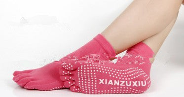 Slip Yoga Socks 5 Toes Socks Letter Print Massage Exercise Short Tube High-quality Cotton Socks