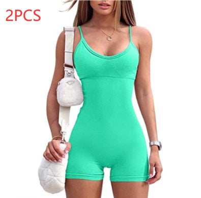 Spaghetti Strap Shorts Jumpsuit Sport Yoga Träning Tight Romper Dammode Fitness Sportkläder