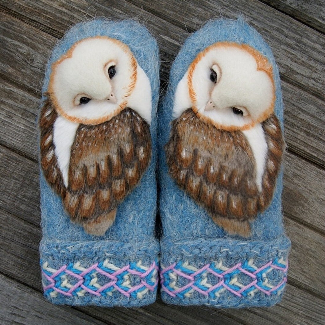 Owls Knitted Wool Gloves Winter Warm Cartoon Gloves For Christmas Gift