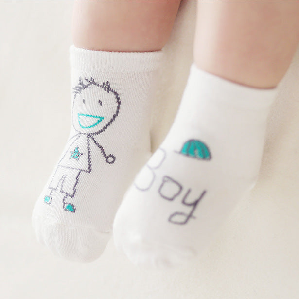 Spring And Autumn New Asymmetric Cartoon Children's Socks Cotton Baby Floor Socks Non-slip Baby Socks