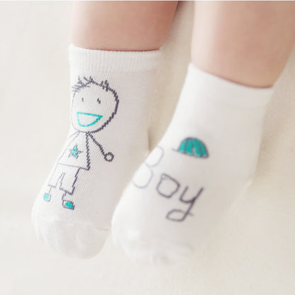 Spring And Autumn New Asymmetric Cartoon Children's Socks Cotton Baby Floor Socks Non-slip Baby Socks