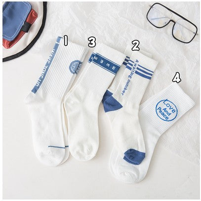 Student Socks Children's Medium Long Blue Striped Socks