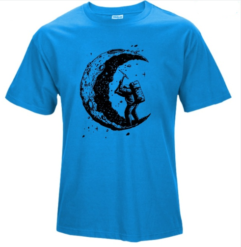 Digging The Moon Print Casual Herr O-ringade T-shirts Mode Herrtröjor Herr T-shirt Kortärmad Herr T-shirt 