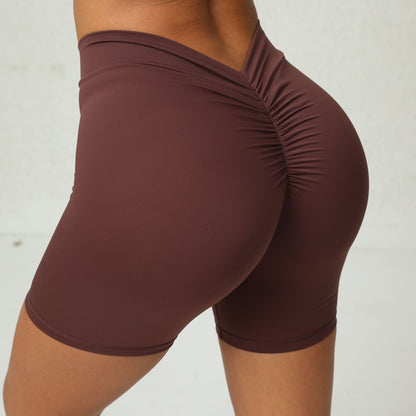 Back Waist Deep V-shaped Wrinkle Tight Yoga Shorts