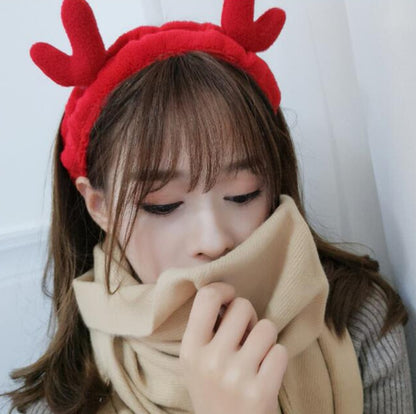 Korean version of cute selling antlers wash face with Japanese soft plush Christmas moose headband hair band hair accessories