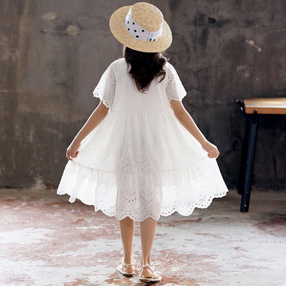 Girls' Cotton Dress Summer New Style Big Kids