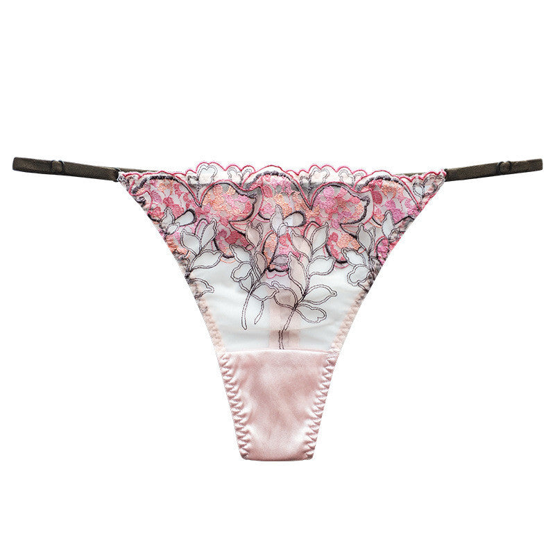 Luxurious Silk Low Waist Sheer Lace Panties - Breathable & Elegant
