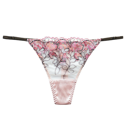 Luxurious Silk Low Waist Sheer Lace Panties - Breathable & Elegant