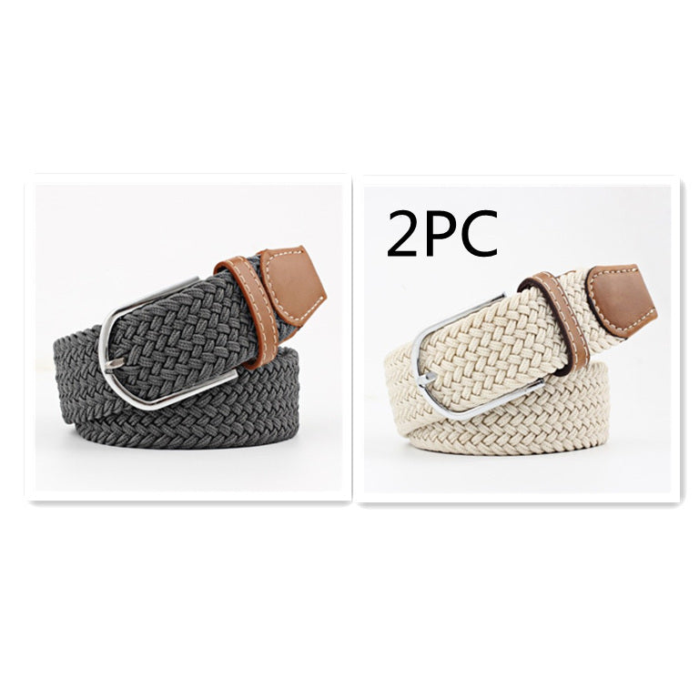 Women's Canvas Student Casual Stretch Braided Needle Buckle Belt - Youthful Confidence