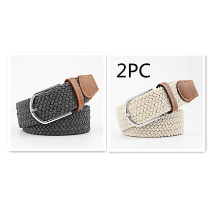 Women's Canvas Student Casual Stretch Braided Needle Buckle Belt - Youthful Confidence