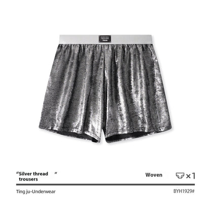 Galaxy Reflective Bright Silver Casual Woven Loose Underwear