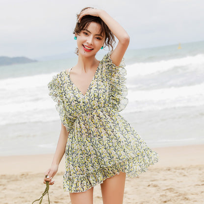 Chiffon blouse boxer hot spring bathing suit