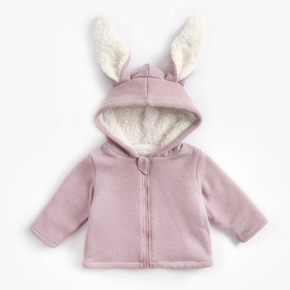 Veste rembourrée en velours pour enfants en forme de lapin d'automne et d'hiver