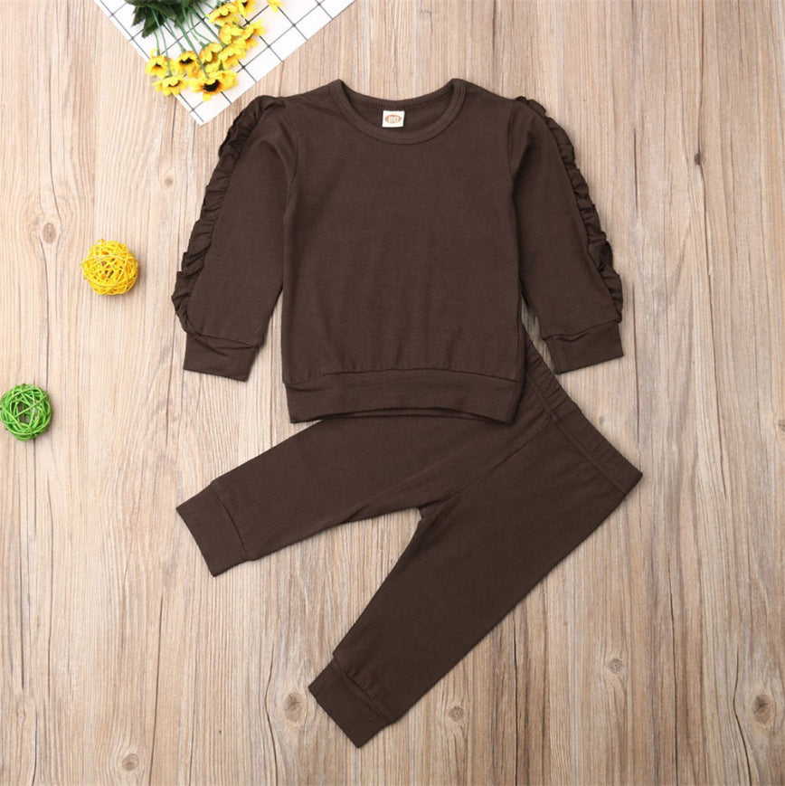 Nouveau-né bébé garçons filles volants pull solide à manches longues sweat hauts pantalons infantile enfants 2 pièces tenues vêtements ensemble vêtements d'automne