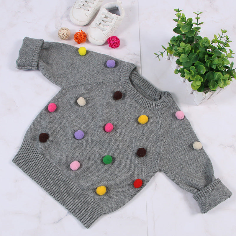 Cardigan flickor vinter Kids tröja bollar Design Baby stickade Cardigans Casual Toddler Pojkar Sweater Woolen Fleece Tjeja Tröjar