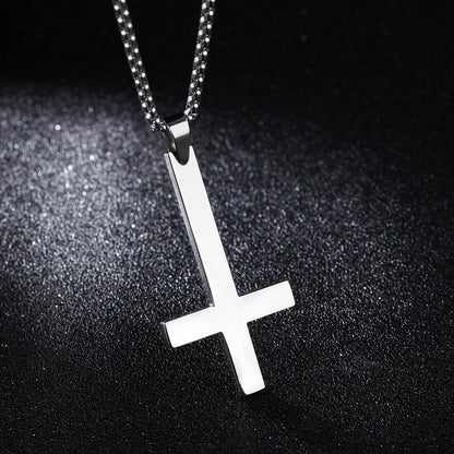 Men's stainless steel inverted cross necklace