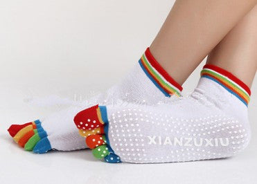 Slip Yoga Socks 5 Toes Socks Letter Print Massage Exercise Short Tube High-quality Cotton Socks