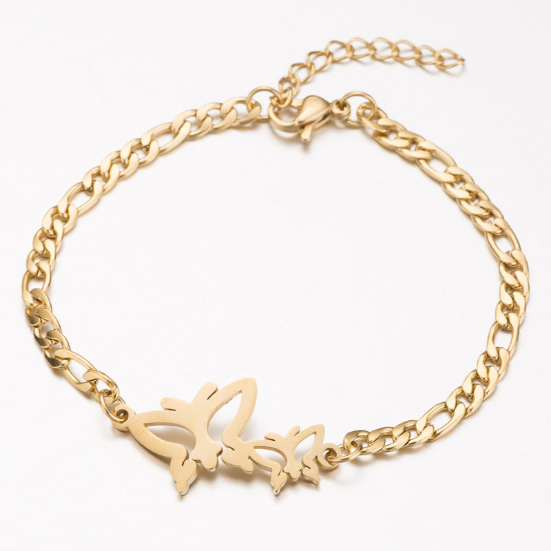 Guldfärgade Charms Armband Femme Rostfritt Stål Dam Smycken Tur Origami Elefantarmband Vänskapsgåvor
