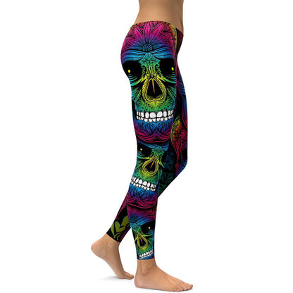 C it all Rainbow Skull Leggings - High Waist Plus Size Workout Pants