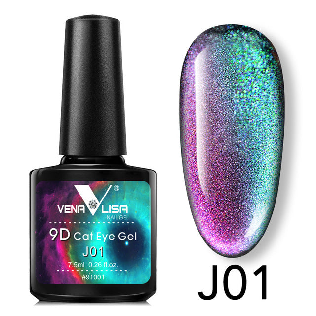 Venalisa 9D Gellack Cat Eye Magic Chameleon Gellack Nagelmanikyr Galaxy Starry Magnetic Multicolor 5ml Nagellack