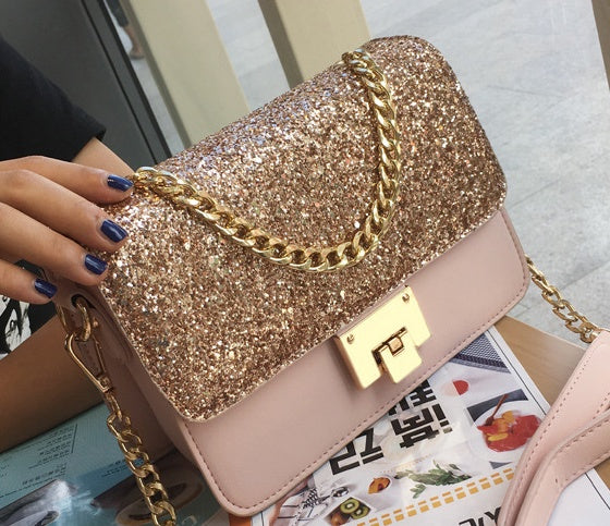 Women's Tote Bag Fashion Sequined Small Square Lady PU Fashion Hand bag