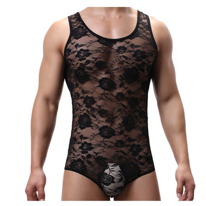 Men's Underwear One-piece Shapewear Lace Vest