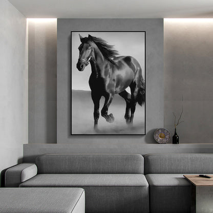 Toile d'art avec cheval foncé, décoration murale pour salon et maison