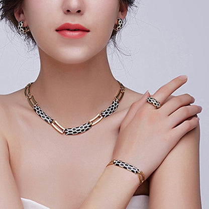 New Korean Style Diamond Earring Necklace Set - Elegant Design