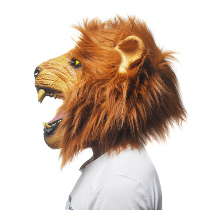 Halloween Props Angry Lion Head Party Latex Mask