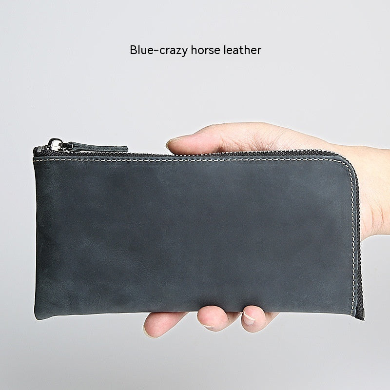 Men's Short Genuine Leather Wallet Crazy Horse Skin Mini Change Wrap Coat Cowhide Ultra Thin Pure Handmade