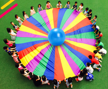 Jeux de sport de maternelle pour enfants, éducation précoce, équipement de plein air et parapluie arc-en-ciel