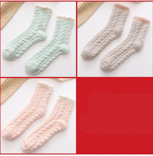 Chaussettes thermiques moelleuses pour femmes, chaussettes chaudes d'automne et d'hiver