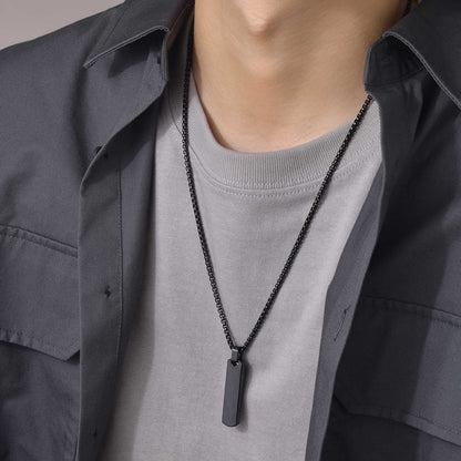 Stainless Steel Three-dimensional Rectangular Geometric Necklace For Men