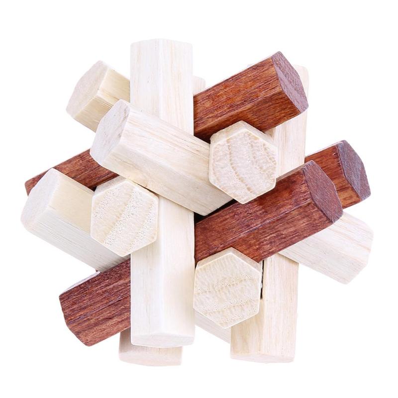 Kongming 3D Wooden Puzzles Luban Lock Chinese Unisex Geometric Shape Toy Creative Brain Teaser Unlock Toy Gift for Kids Adult