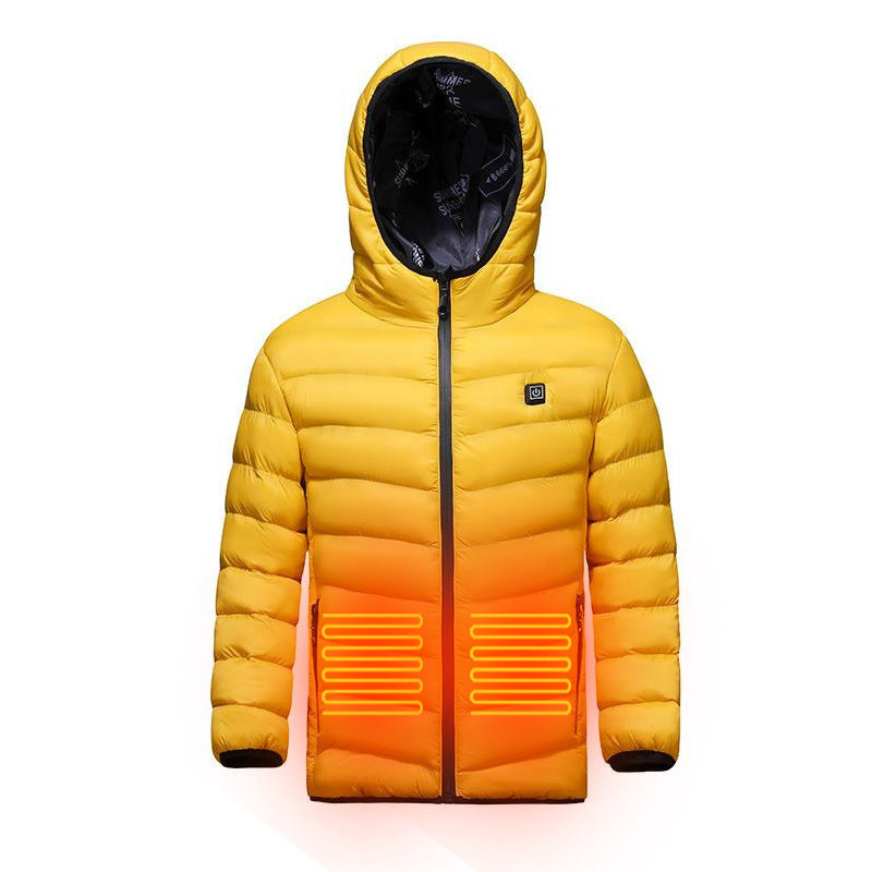 Pure Color Hooded Heating Warm Cotton Coat