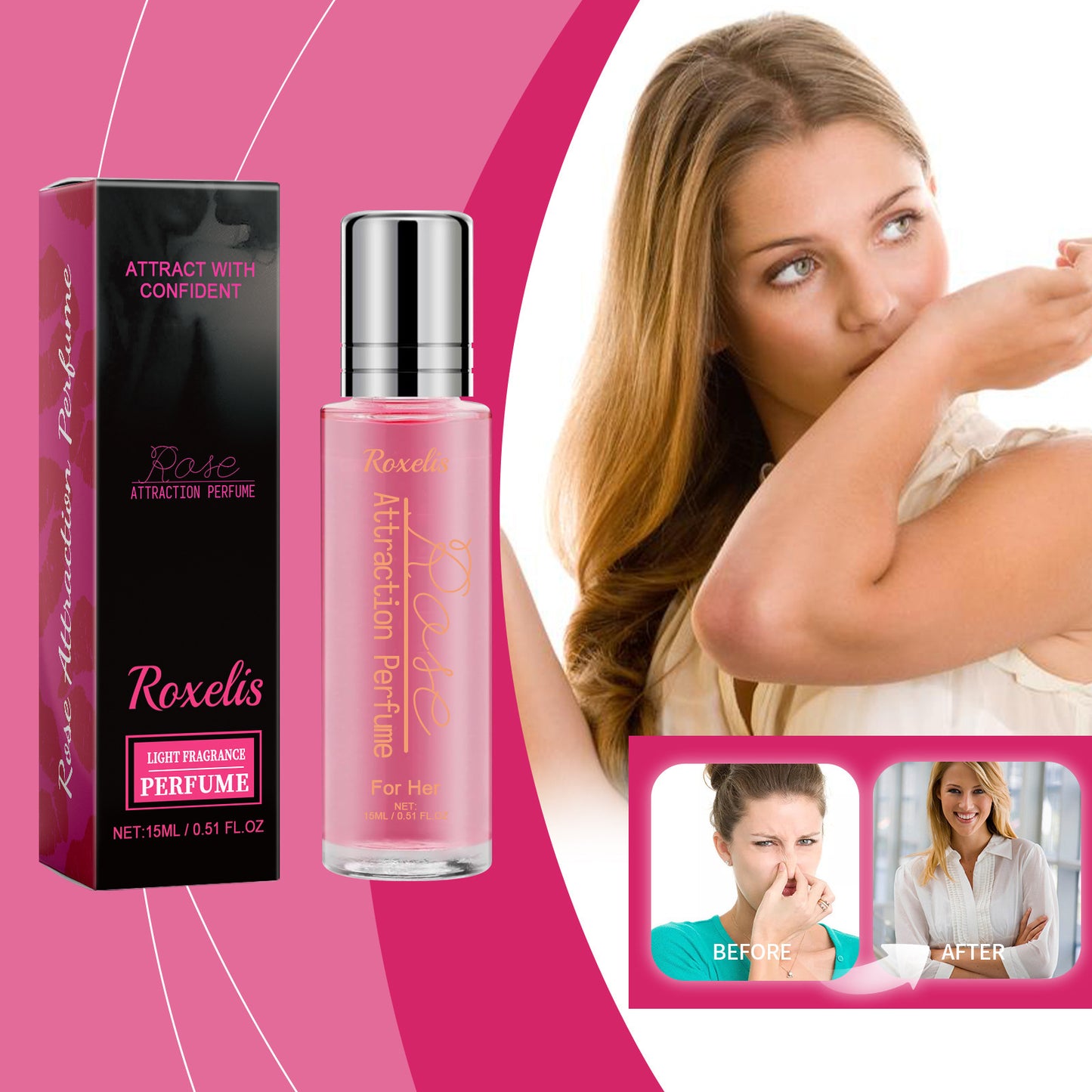 Rose Light Parfym Parfym Naturlig Bärbar Bärbar
