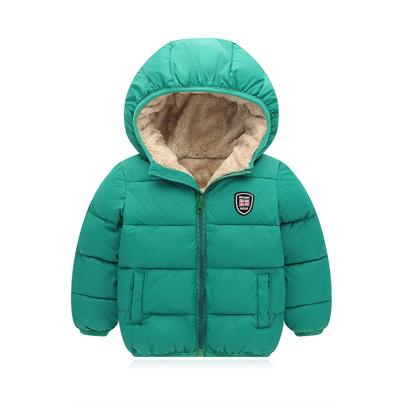 Children's hooded and down padded jacket