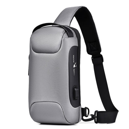 Sac étanche antivol USB pour hommes, sac à bandoulière Oxford multifonction, messager de voyage court, sac de poitrine