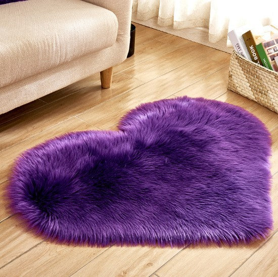 Pure Color Heart-Shaped Woolen Carpet Floor Mat Mattress Blanket Sofa Cushion Plush Living Room Tea Table Sofa Bedroom Carpet