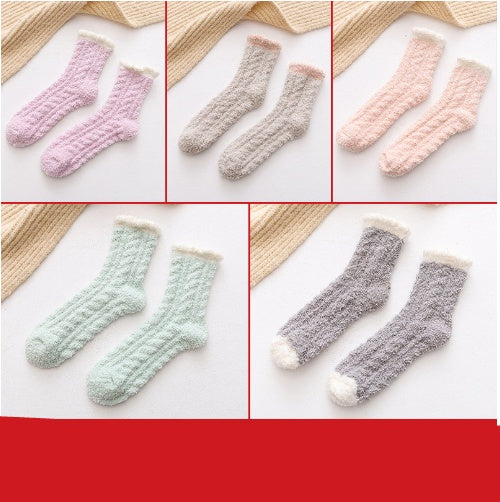 Chaussettes thermiques moelleuses pour femmes, chaussettes chaudes d'automne et d'hiver