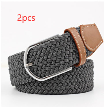 Women's Canvas Student Casual Stretch Braided Needle Buckle Belt - Youthful Confidence