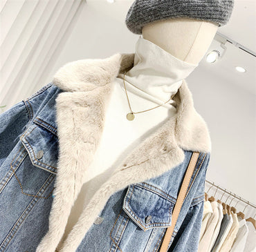 Veste en jean double face à simple boutonnage style BF