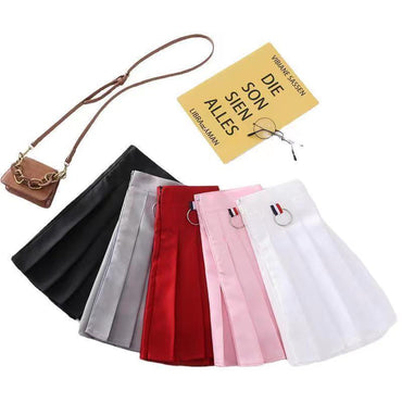 Professional European American Fashion Laminated Mini Skirt - Polyester High-Waisted (Picture Color, S-L, College Style)