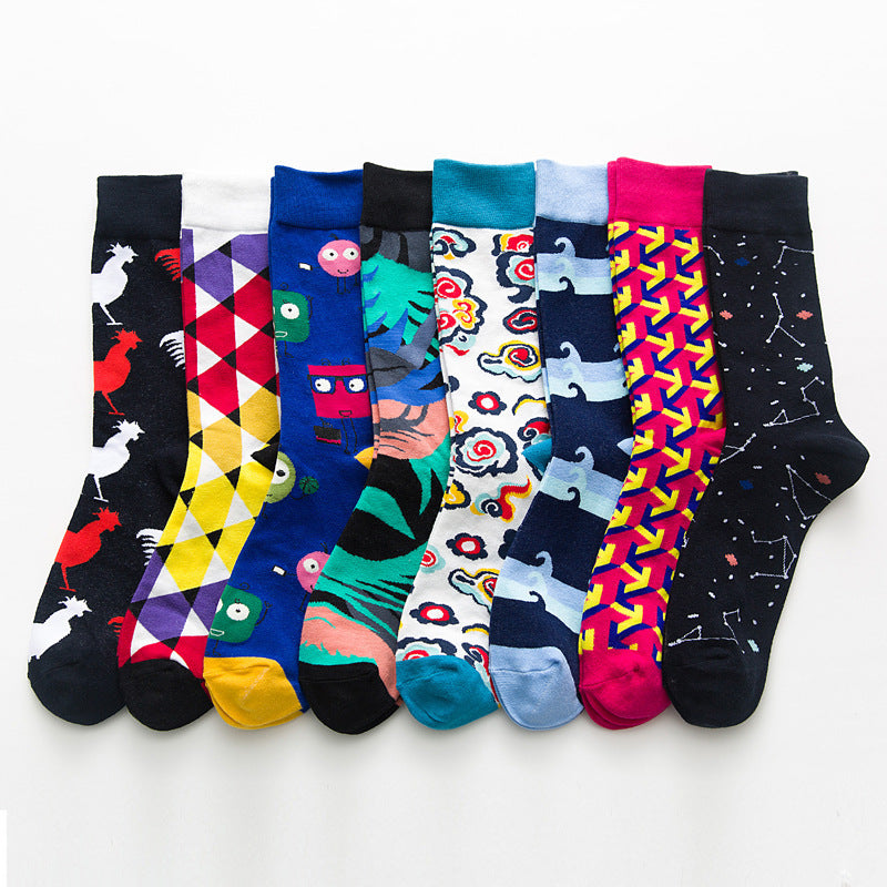 Ny mode Style Socks Kort kyckling geometri mönster Roliga bomullsockor