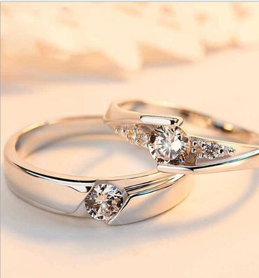 Simulation Diamond Ring Couple Rings A Pair of Live 925 Silver Men and Women Marriage Rings Lettering Rings Diamond Rings