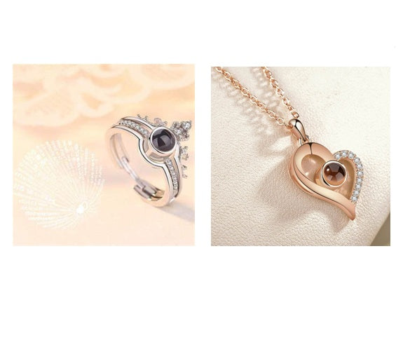 Mode 100 langues je t'aime Projection Couple pendentif rond romantique amour mémoire amoureux de mariage collier cadeaux 