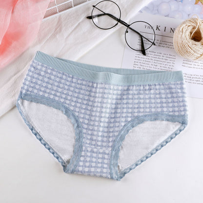 Plaid Printed Cotton Underwear For Women