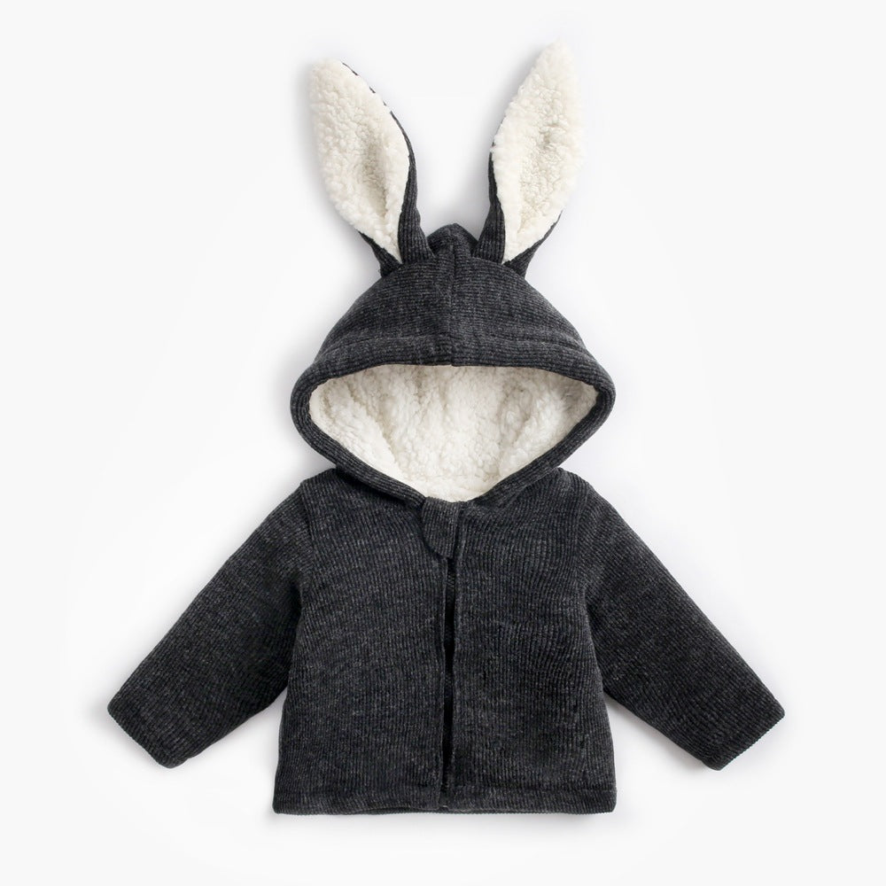 Veste rembourrée en velours pour enfants en forme de lapin d'automne et d'hiver