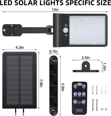 2-pack utomhus solar Flood Lights trådlös 48 LED vattentät säkerhet rörelsesensor ljus med 3 lägen